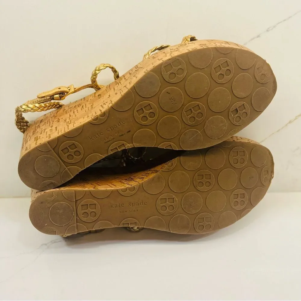 Kate Spade Gold Braided Wedges